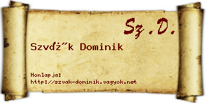 Szvák Dominik névjegykártya
